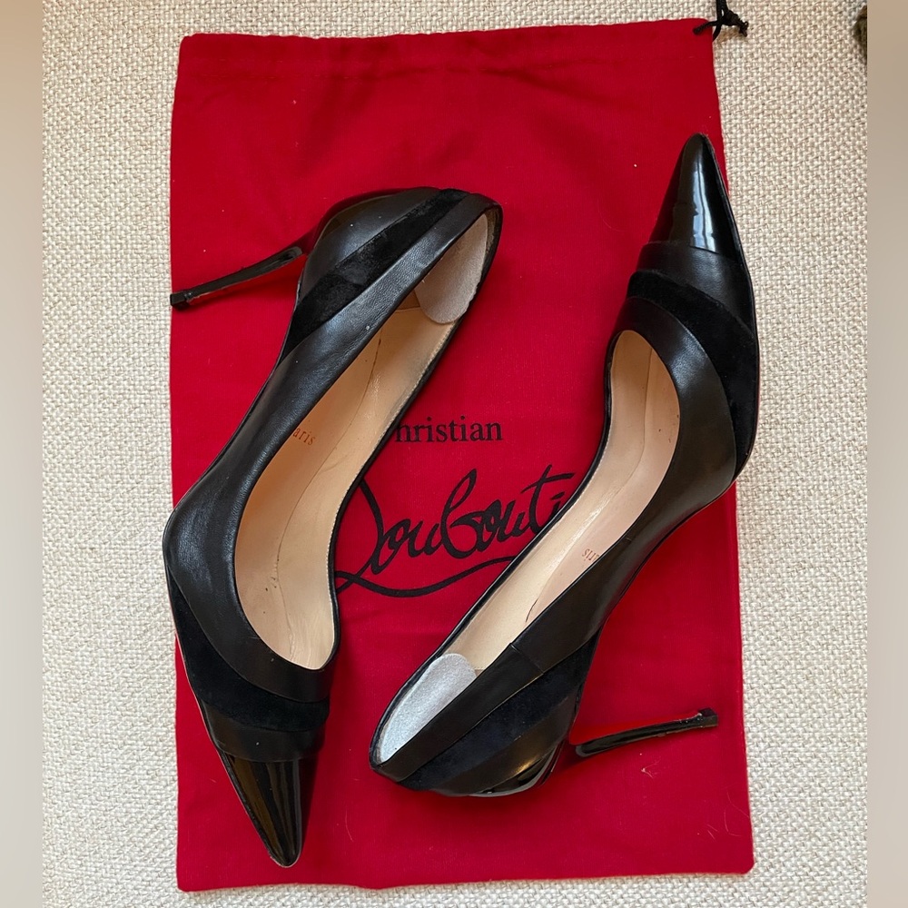 Christian Louboutin Eklectica Pumps in Black Size 39.5 Suede and Leather - Picture 2 of 14